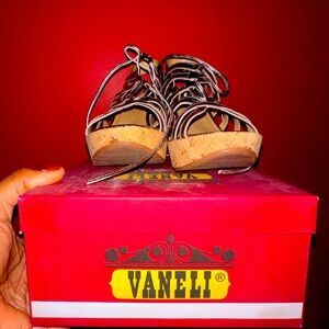 Silver strappy wedge sandals size 11